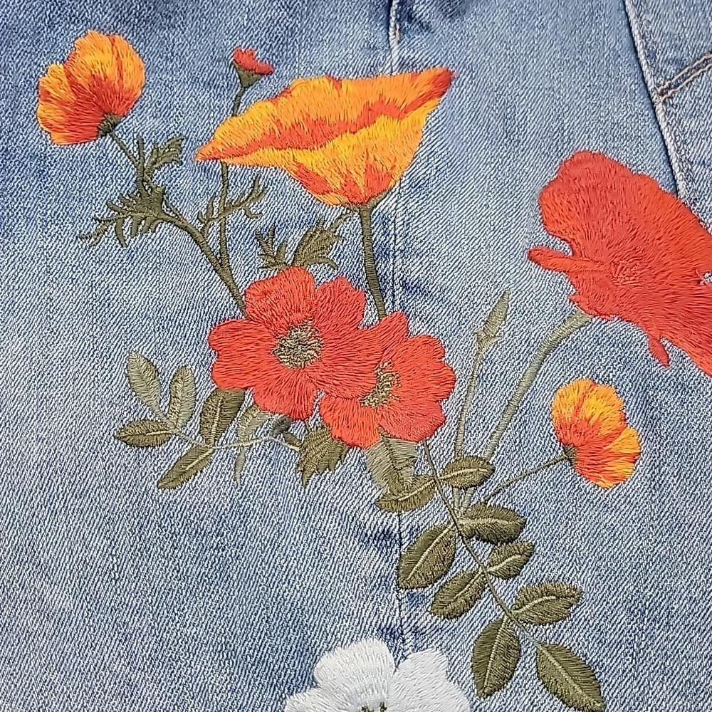 Limited Edition Levi's 721 Blue Jeans with Floral Poppy Embroidery Size 32 EUC - Picture 14 of 16